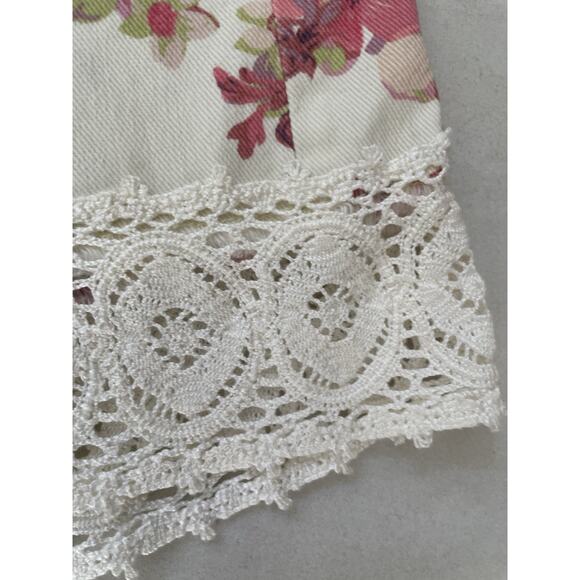 Lauren Conrad Shorts Denim Jean Multicolor Floral Crochet Stretch - Picture 7 of 14